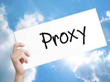 Proxy oturum açma beyaz kağıt. Adam el Holding Kağıt metin. ISO