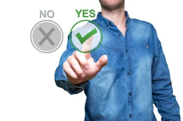 Yes or No concept image. Yes and no buttons on the virtual scree — Stock Photo, Image