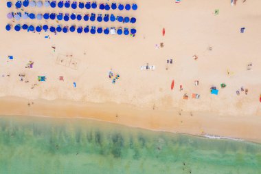 Aerial High angle view of people enjoy swimming and relax on the