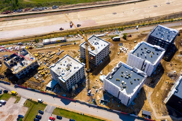 Aerial Bird Eye View Construction Site Building Daruk Nézett Ipari — Stock Fotó