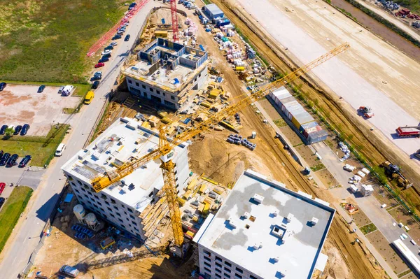 Aerial Bird Eye View Construction Site Building Daruk Nézett Ipari — Stock Fotó