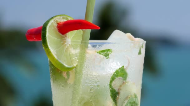 Tropical coctail on the open air — Stock Video