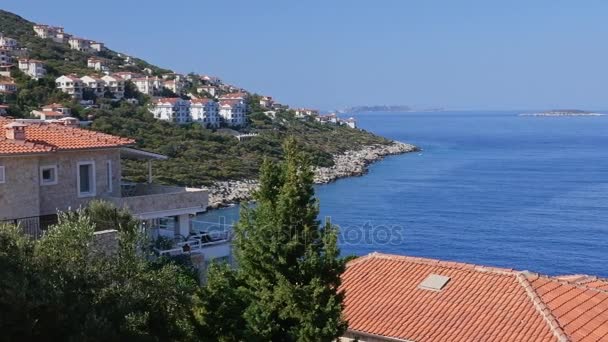 Κορυφαία θέα στη Μεσόγειο θάλασσα. Κας, Τουρκία — Αρχείο Βίντεο