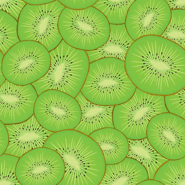 Векторный бесшовный рисунок свежих фруктов киви нарезанных сегментов. Реалистичный фон для дизайна . — стоковый вектор
