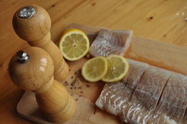 Balık fileto. Yemek, ana yemek. Açlık gıda baharat