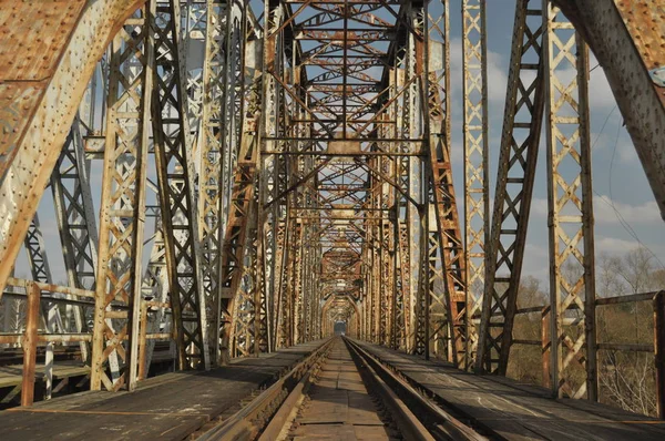 Pont Ferroviaire Torah Construction Acier Traverser Rivière — Photo