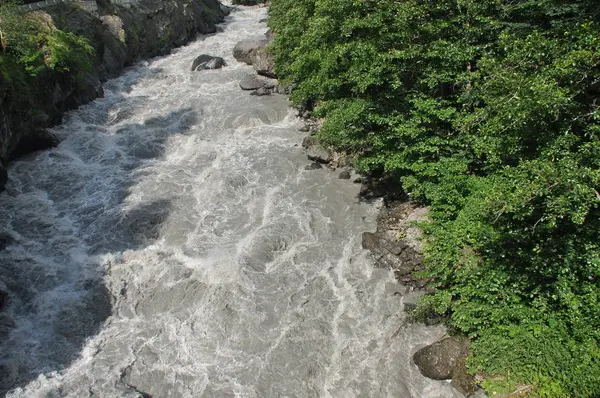 Río Inguri Georgia Corriente Fuerte Alto Nivel Río —  Fotos de Stock
