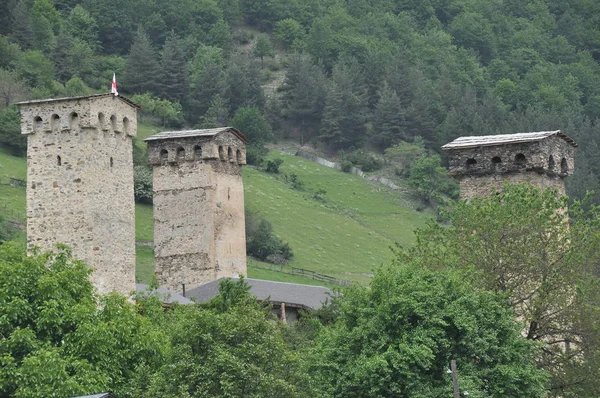 Georgia Torre Dos Cisnes Edifício Residencial Defensivo Nas Montanhas Cáucaso — Fotografia de Stock