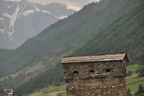 Georgien Schwanenturm Wohngebäude Defensiv Den Bergen Kaukasus — Stockfoto