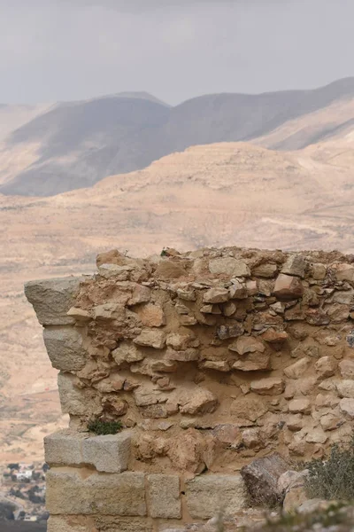 Fortaleza Karak Jordania Las Ruinas Del Castillo Situado Una Ladera — Foto de Stock