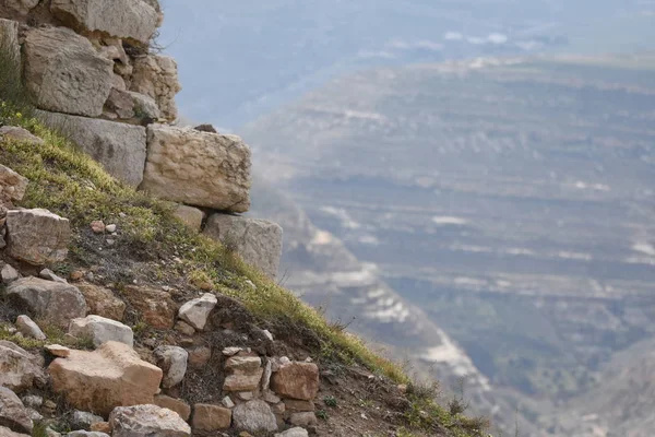 Fortaleza Karak Jordania Las Ruinas Del Castillo Situado Una Ladera — Foto de Stock