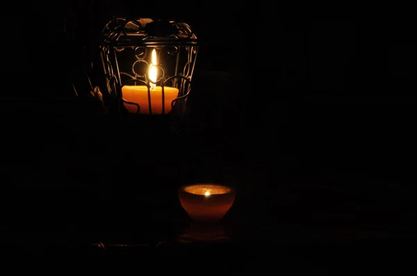 Lamp Candle Shining Darkness Challis Flame Artistic Composition Lighting — Stock Photo, Image