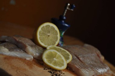 Balık fileto. Yemek, ana yemek. Açlık gıda baharat