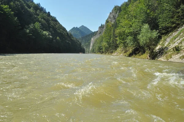 Rafting Río Dunajec Parque Nacional Pieniny Lanzaderas Plegables Madera Atadas —  Fotos de Stock