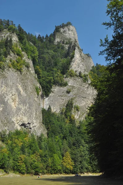Forsränning Dunajec Floden Pieniny National Park Trä Fällbara Skyttlar Bundna — Stockfoto