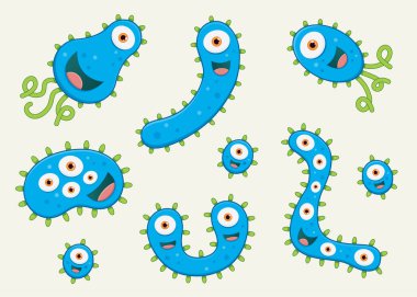Set of germ vector illustrations - blue & green clipart