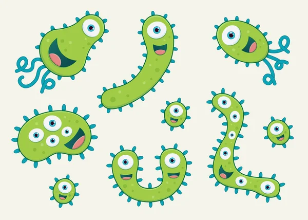 Mikrop vektör resimleri - yeşil ve mavi kümesi