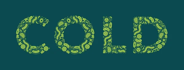 Зелені Мікроби Бактерії Написання Слова Холодний Векторні Ілюстрації — стоковий вектор