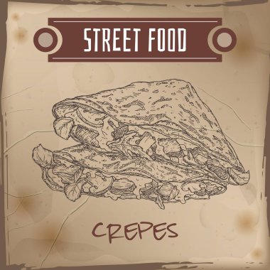 Et, peynir ve mantarlı krep grunge özgeçmişlerine kroki