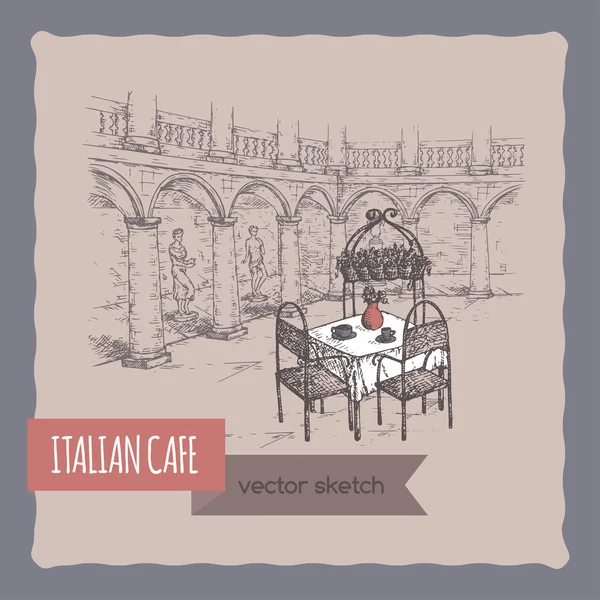 Італійської вулиці кафе прості боку звернено ескіз. — стоковий вектор