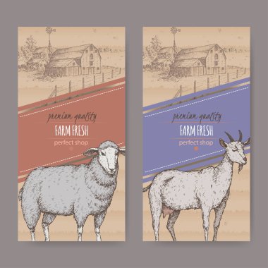 İki Dükkanı etiketlerle çiftlik evi, ahır, koyun ve keçi çiftliği.