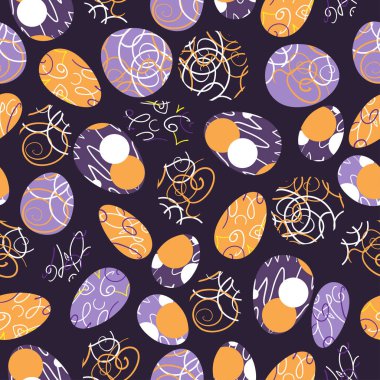 Oval şekiller ve karalamalarla soyut ve pürüzsüz desen.