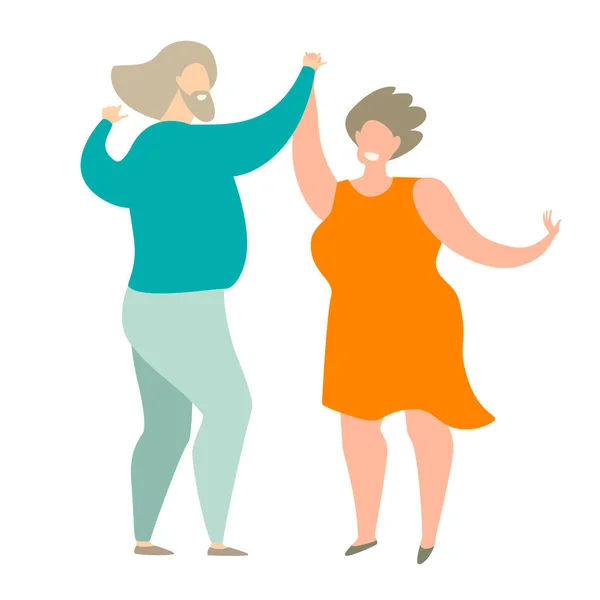 Äldre Människor Dansar Vektor Illustration Glad Man Och Kvinna Dansar — Stock vektor