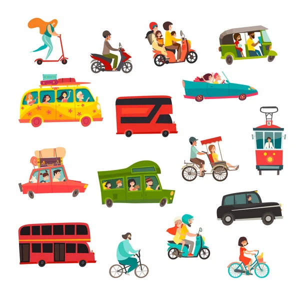 Wheel World Vector Illustration Travel Bus Car Motorbike Asian Vehicle — Stock vektor