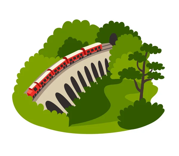 Illustration Vectorielle Neuf Ponts Voûtés Sri Lanka Train Rouge Roule — Image vectorielle