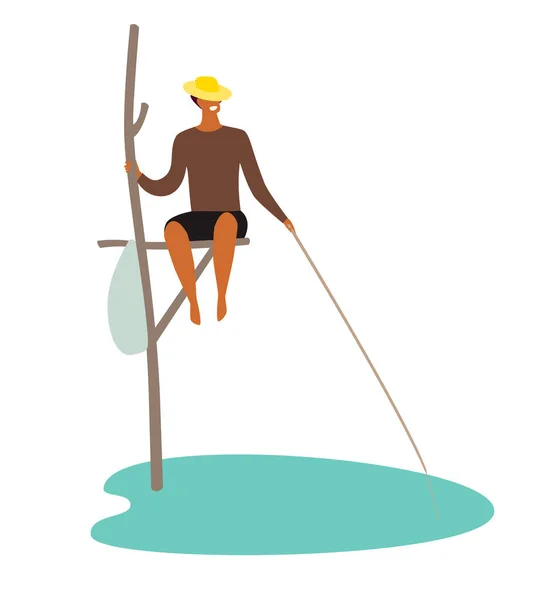 Sri Lanka Ilustração Vetor Pescador Sinal Atracção Turística Nacional Pescador —  Vetores de Stock