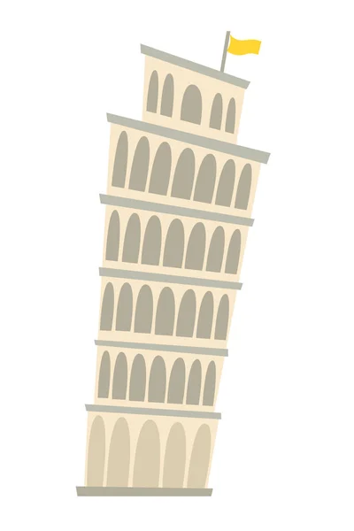 イタリアの建築ランドマークベクトル図ピサの塔 古い建物 古代建築物 有名な歴史的建造物 白地に孤立したアイコンを手描き — ストックベクタ