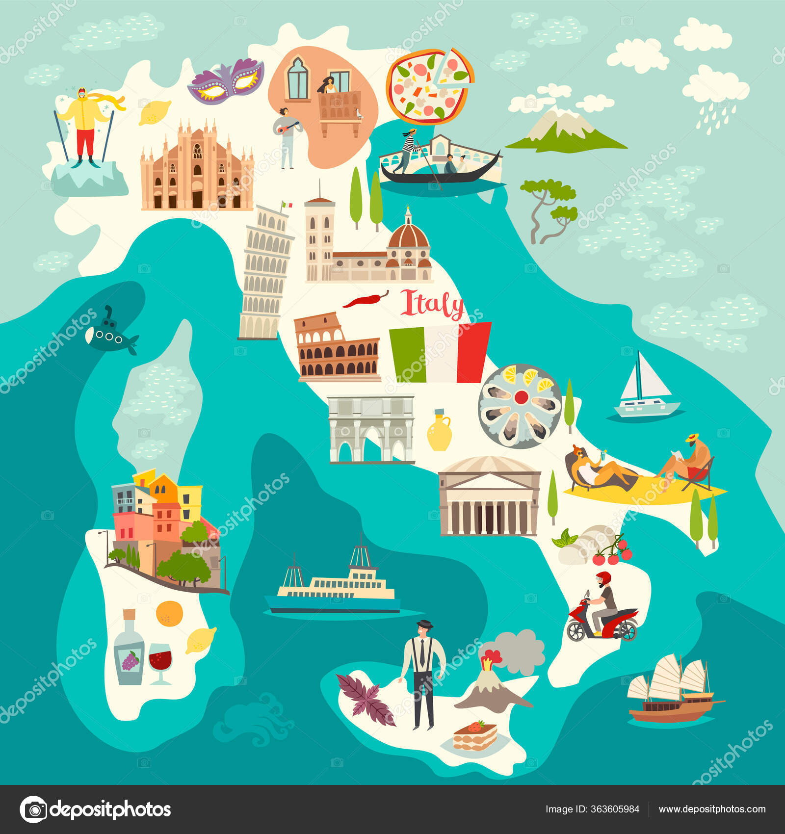 Italy Map Vector Illustrated Colored Map Italy Cartoon Abstract Atlas Stock Vector Image by ©coffeee_in #363605984 Italy Map Vector Illustrated Colored Map Italy Cartoon Abstract Atlas Stock Vector Image by ©coffeee_in #363605984