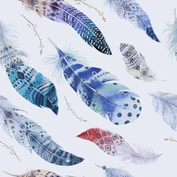 羽のパターン。水彩のエレガントな背景。水彩コル — ストック写真
