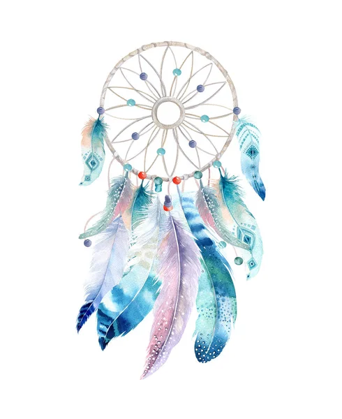 孤立的水彩装饰波西米亚捉。波西米亚风 feath — 图库照片