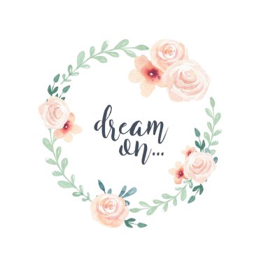 Suluboya çiçek çelenk. Suluboya doğal çerçeve: yaprakları, fea