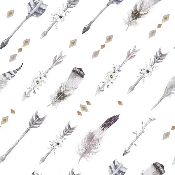 화살표와 깃털 원활한 패턴 — 스톡 사진