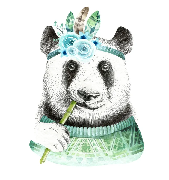 Ilustrasi panda warna air . — Stok Foto