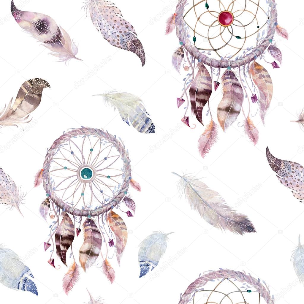 Dreamcatchers and feathers pattern
