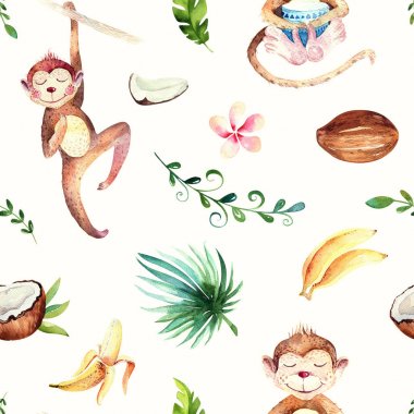 cute monkey and palm tree clipart