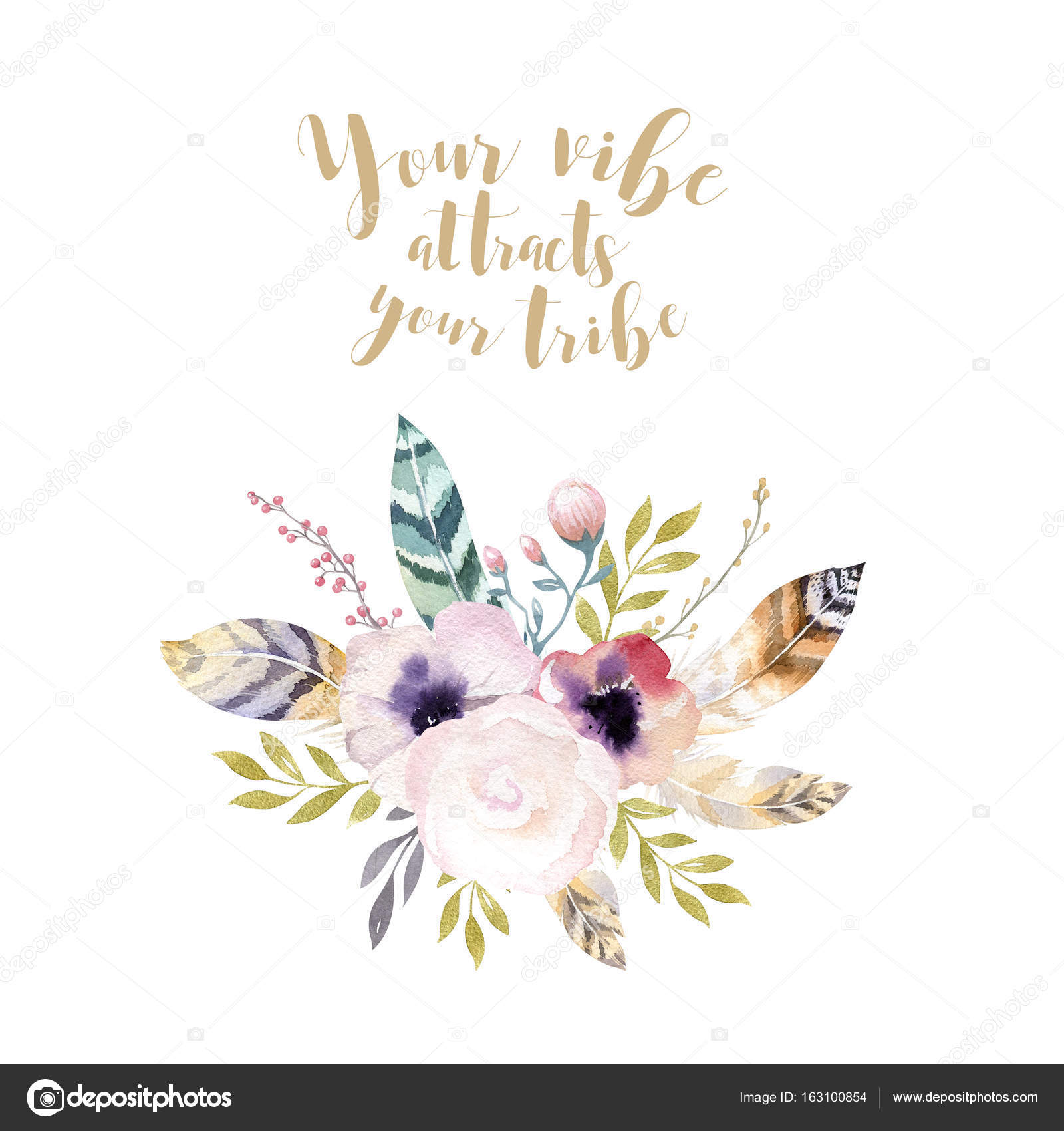 Illustration With Leaves Branches Flowers Stock Photo Image By C Mykef