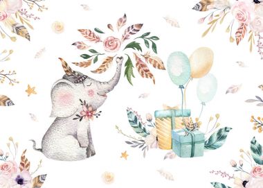 Cute baby elephant  illustration clipart