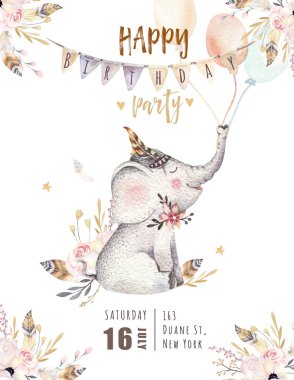 Cute baby elephant  illustration