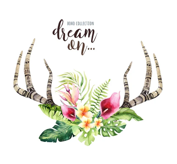 Watercolor deer horns — Stock Photo, Image