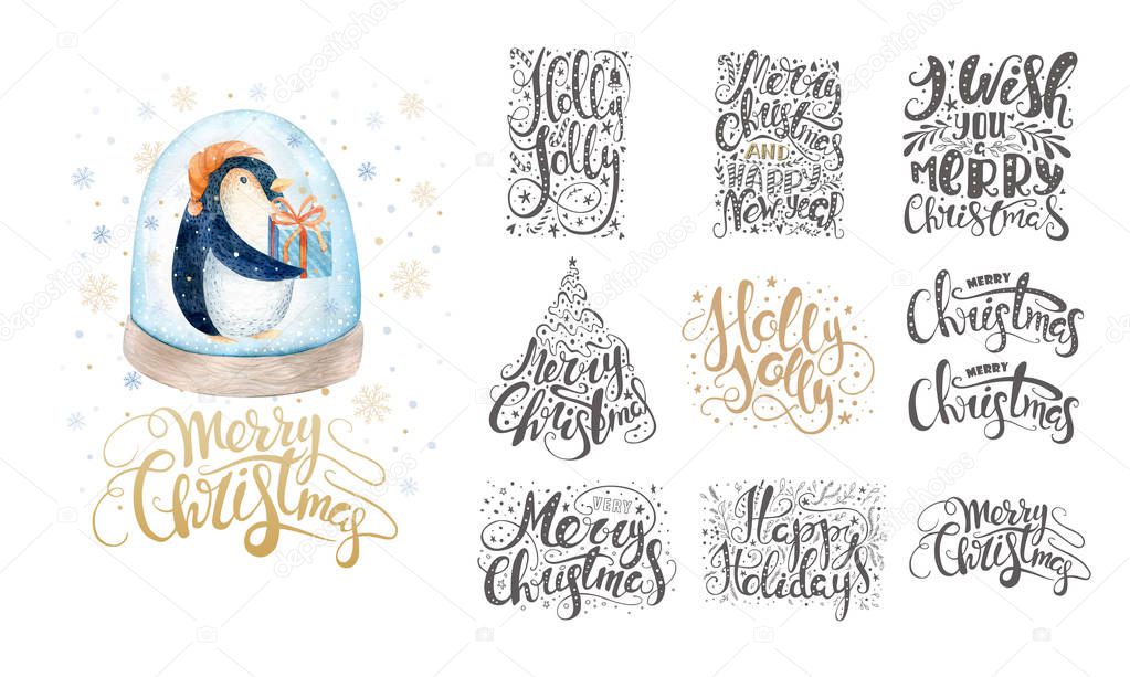 Merry christmas typography Merry christmas lettering — Stock Photo © mykef #163101168