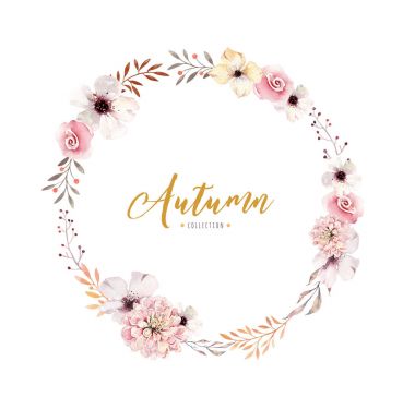 Suluboya çiçek boho çiçek çelenk. 
