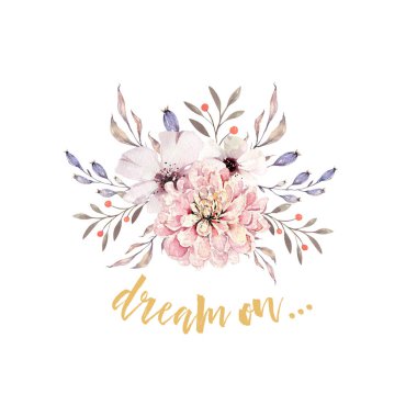  Suluboya boho çiçek buketi hayal.