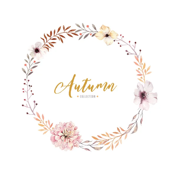Watercolor floral boho flower wreath. — Stock Photo, Image