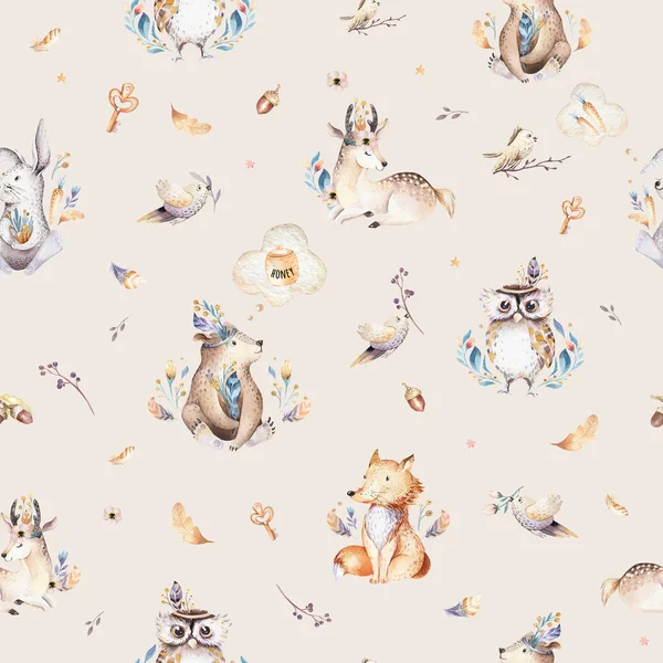 Baby Animals Nursery Isolated Seamless Pattern Children — Stock Photo, Image