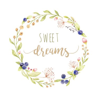 sevimli yuvarlak boho tarzı çerçeve çiçek