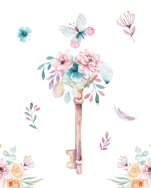 Watercolor Flowers Key Fantasy Style — Stock Photo, Image